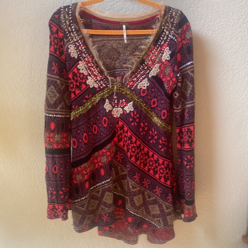 Embroidered Rayon/Alpaca Free People Top